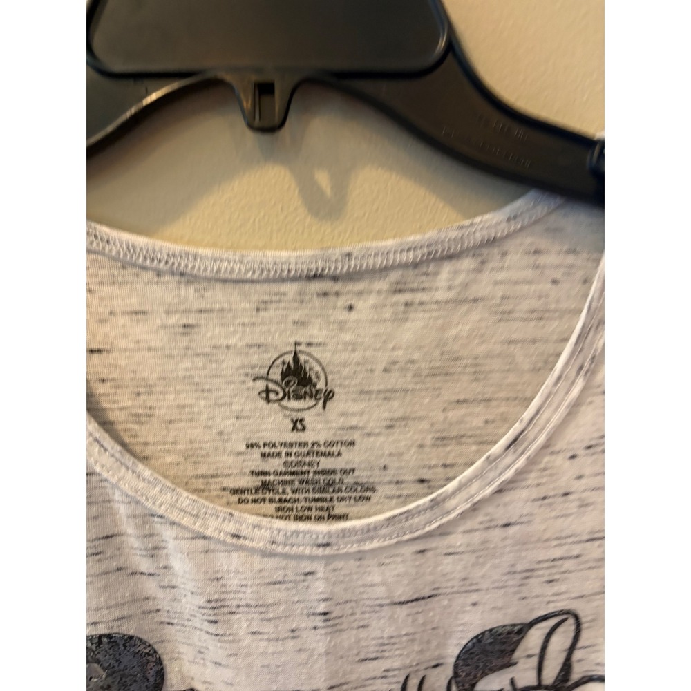 Disney Mickey Minnie Mouse Graphic Tank Top Gray Space Dye Silver Foil XS - Picture 3 of 7
